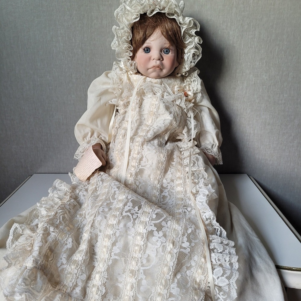 Vintage Lee Middleton Original Vinyl Baby Doll- Elaborate Lace Christening Gown